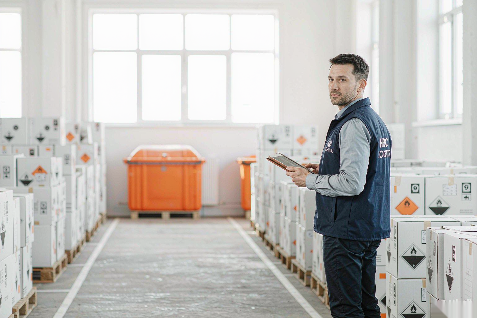 HBC Logistics operations specialist wearing branded safety vest