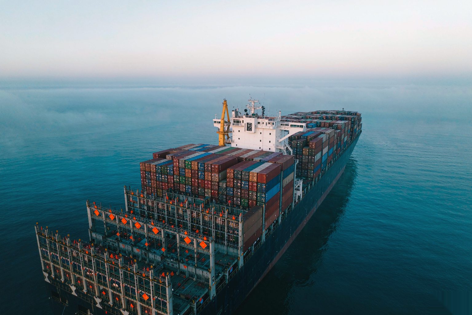 Container vessel at sea